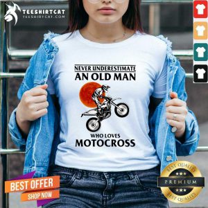 Never Underestimate An Old Man Who Loves Motocross V Neck- Design By Teeshirtcat.com