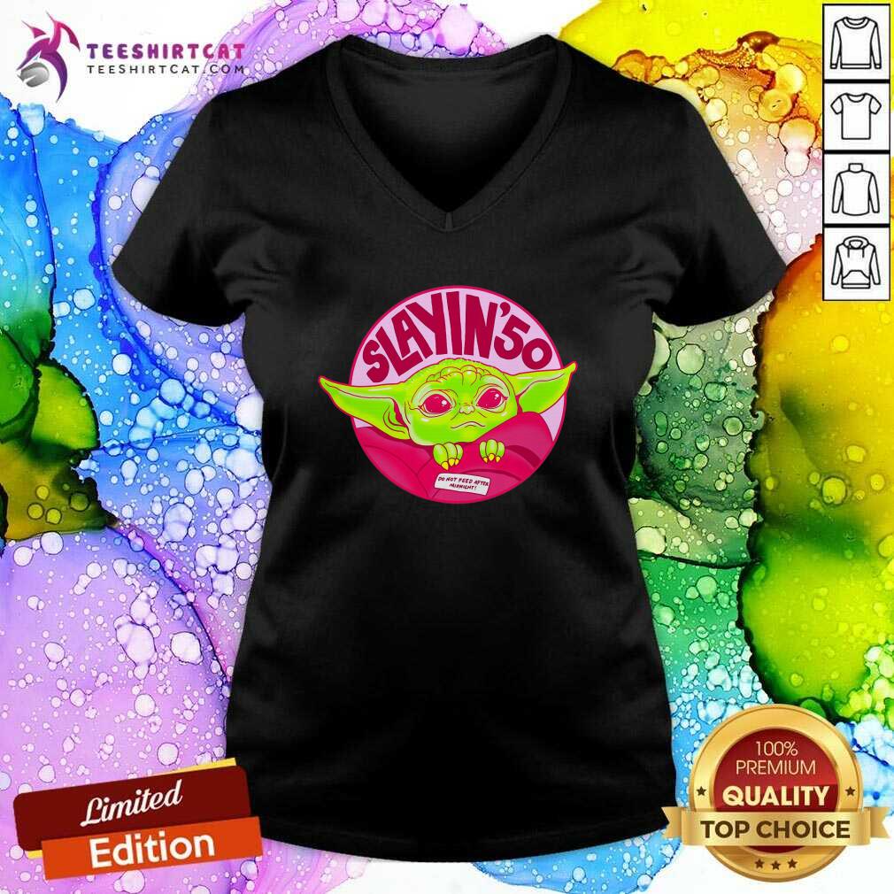 Baby Yoda Saying Do Not Feed After Midnight V Neck Baby Yoda Saying Do Not Feed After Midnight V Neck
