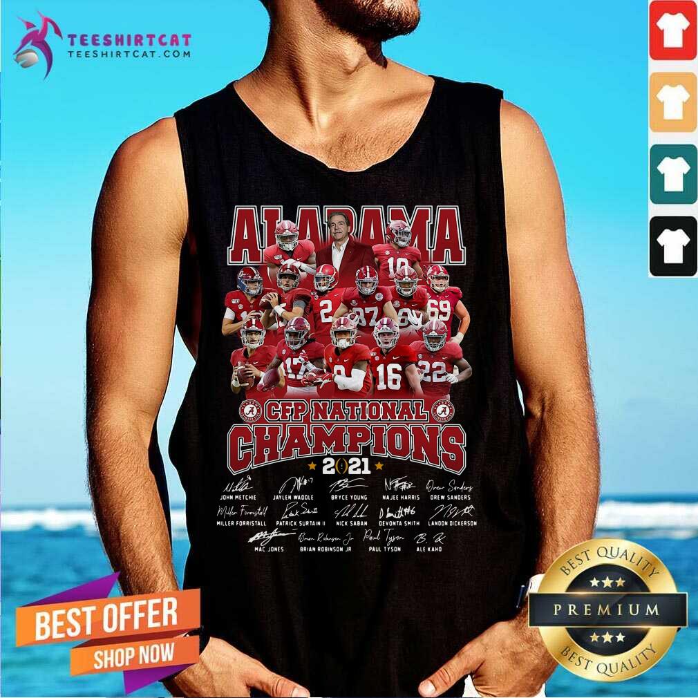 Alabama Crimson Tide CFP National Champions 2021 Signatures Tank Top Alabama Crimson Tide CFP National Champions 2021 Signatures Tank Top