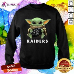 Baby Yoda Hug Oakland Raiders Sweatshirt - Design By Teeshirtcat.com
