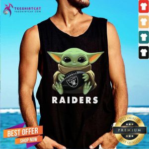 Baby Yoda Hug Oakland Raiders Tank Top - Design By Teeshirtcat.com