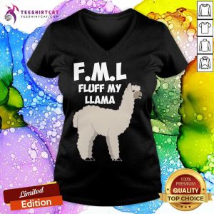 FML Fluff My Llama V Neck- Design By Teeshirtcat.com