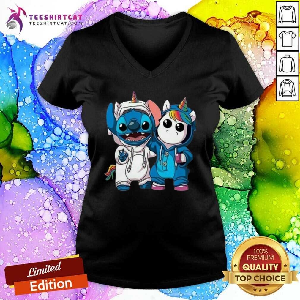 Lilo And Stitch With Unicorn 2021 V Neck Lilo And Stitch With Unicorn 2021 V Neck