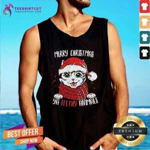 Merry Christmas Ya Filthy Animals Cat Christmas Tank Top