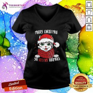 Merry Christmas Ya Filthy Animals Cat Christmas V Neck