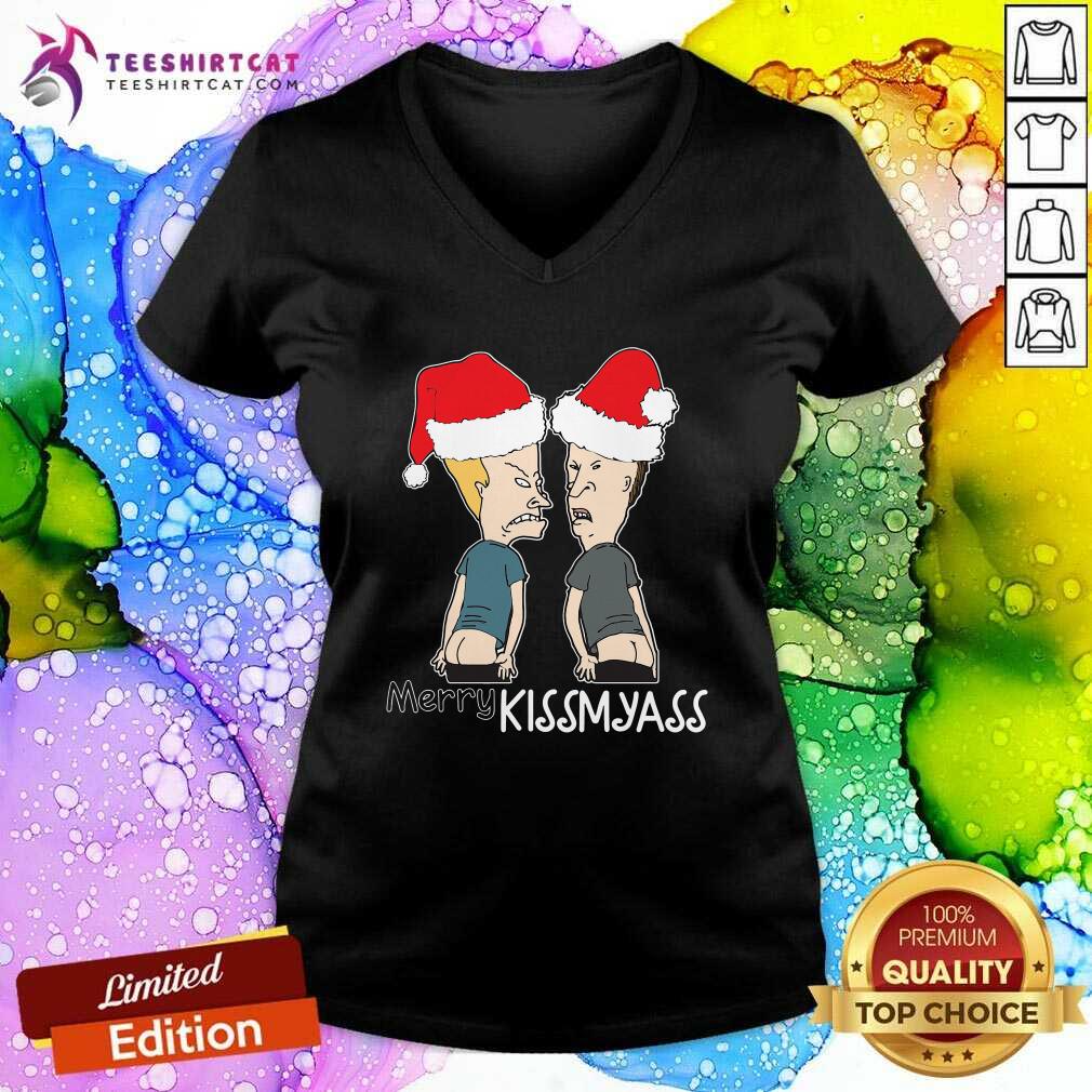Beavis And ButtHead Merry Kissmyass Christmas V Neck Beavis And ButtHead Merry Kissmyass Christmas V Neck