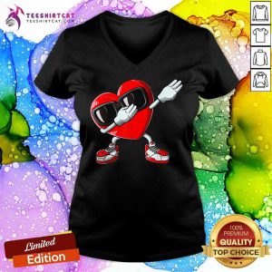 Valentines Day Dabbing Heart V Neck- Design By Teeshirtcat.com