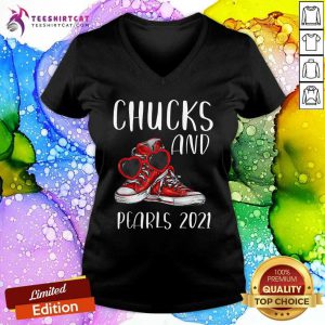 Happy Valentine 2021 Chucks And Pearls With Kamala Harris V Neck