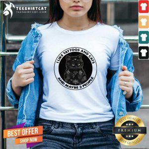 Black Cat I Like Tattoos And Cats And Maybe 3 People V Neck