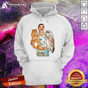 Freddie Mercury Hug Cats Hoodie- Design By Teeshirtcat.com