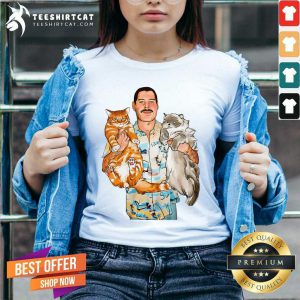 Freddie Mercury Hug Cats V Neck- Design By Teeshirtcat.com