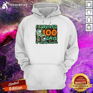 Dinosaurs Mask I Survived 100 Days Of Virtual School Hoodie - Design By Teeshirtcat.com