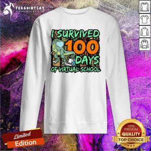 Dinosaurs Mask I Survived 100 Days Of Virtual School Sweatshirt - Design By Teeshirtcat.com