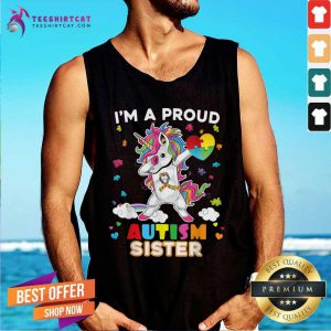 Funny I Am A Proud Sister Dabbing Unicorn Tank Top