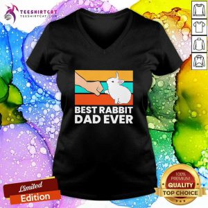 Hot Best Rabbit Dad Ever Vintage V-neck