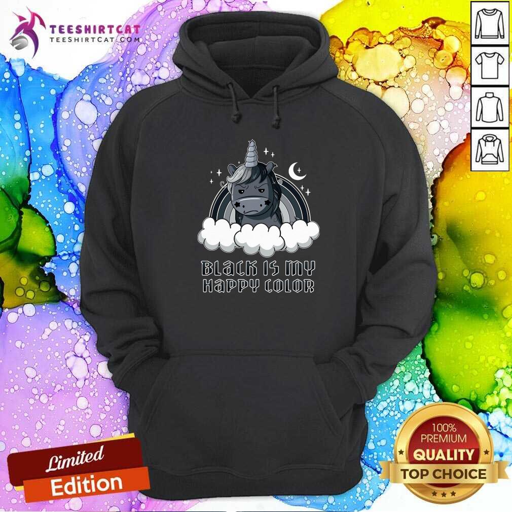 Unicorn Black Is My Happy Color Hoodie Unicorn Black Is My Happy Color Hoodie - Design By Teeshirtcat.com