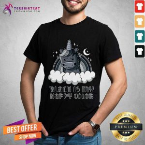 Top Unicorn Black Is My Happy Color Shirt - Design By Teeshirtcat.com