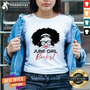 Awesome June Girl Rocks V-neck