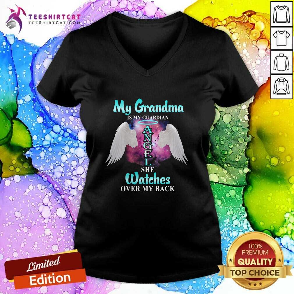 Awesome My Grandma Angel Watch Over My Back V-neck Awesome My Grandma Angel Watch Over My Back V-neck