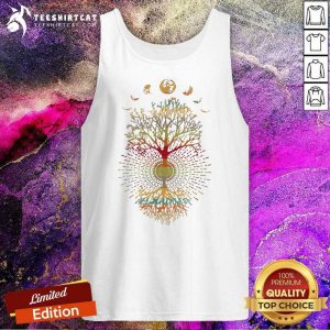 Colorful Phases Moon Retro 60s 70s Vibe Tree Life Tank Top