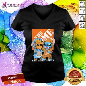 Cute Baby Groot And Stitch The Home Depot Logo V-neck
