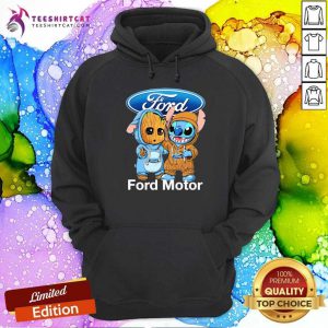 Lovely Baby Groot And Stitch Ford Motor Logo Hoodie