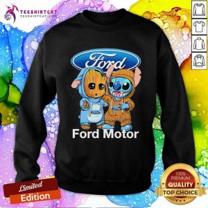 Lovely Baby Groot And Stitch Ford Motor Logo Sweatshirt