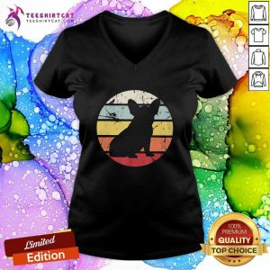 Original Fine Distressed Retro Vintage French Bulldog V-neck