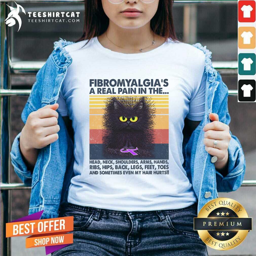 Top Black Cat FibromyaLgia A Real Pain In The Vintage V-neck Top Black Cat FibromyaLgia A Real Pain In The Vintage V-neck