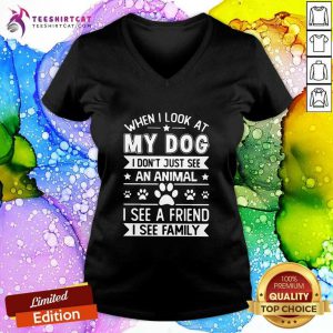 Top When I Look At My Dog I See A Friend A Family V-neck