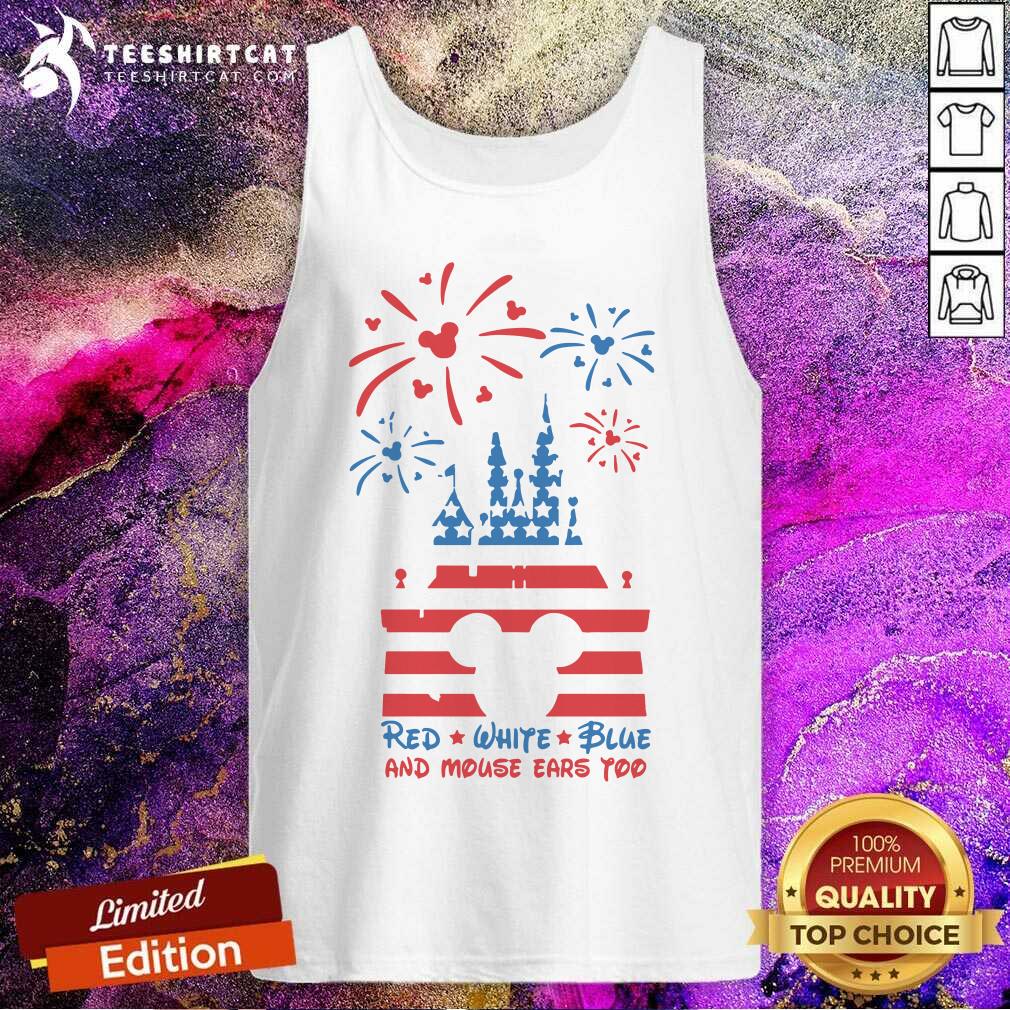 Disney Castle Red White Blue And Mouse Ear Tank Top Disney Castle Red White Blue And Mouse Ear Tank Top