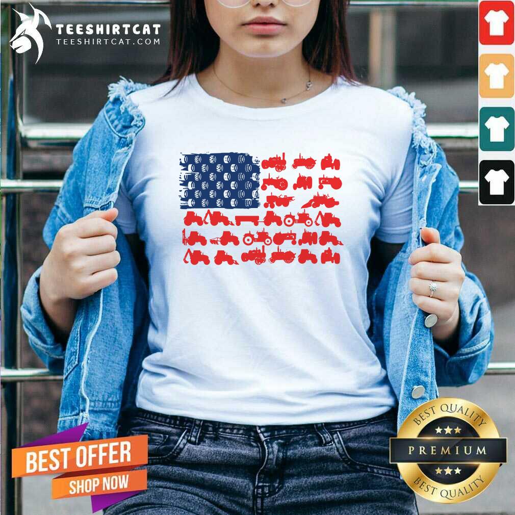 Farmer Tractor American Flag V-neck Farmer Tractor American Flag V-neck