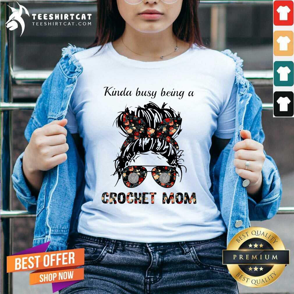 Kinda Busy Being A Crochet Mom Flower V-neck Kinda Busy Being A Crochet Mom Flower V-neck