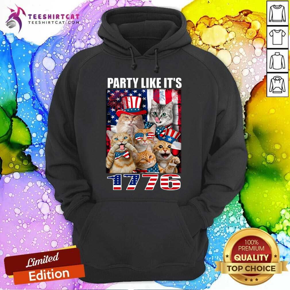 Party Like It Is 1776 Cat American Flag Hoodie Party Like It Is 1776 Cat American Flag Hoodie