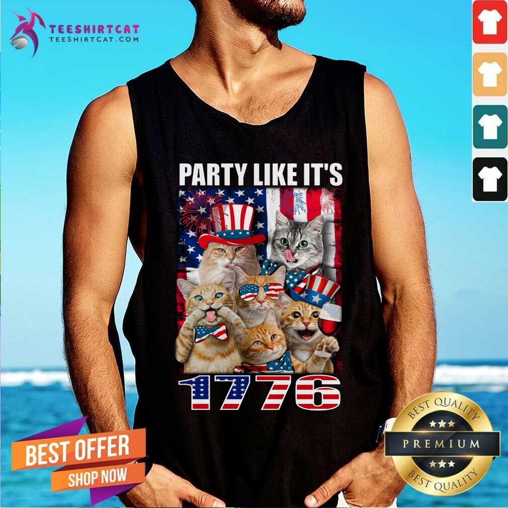 Party Like It Is 1776 Cat American Flag Tank Top Party Like It Is 1776 Cat American Flag Tank Top