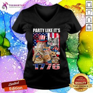 Party Like It Is 1776 Cat American Flag V-neck