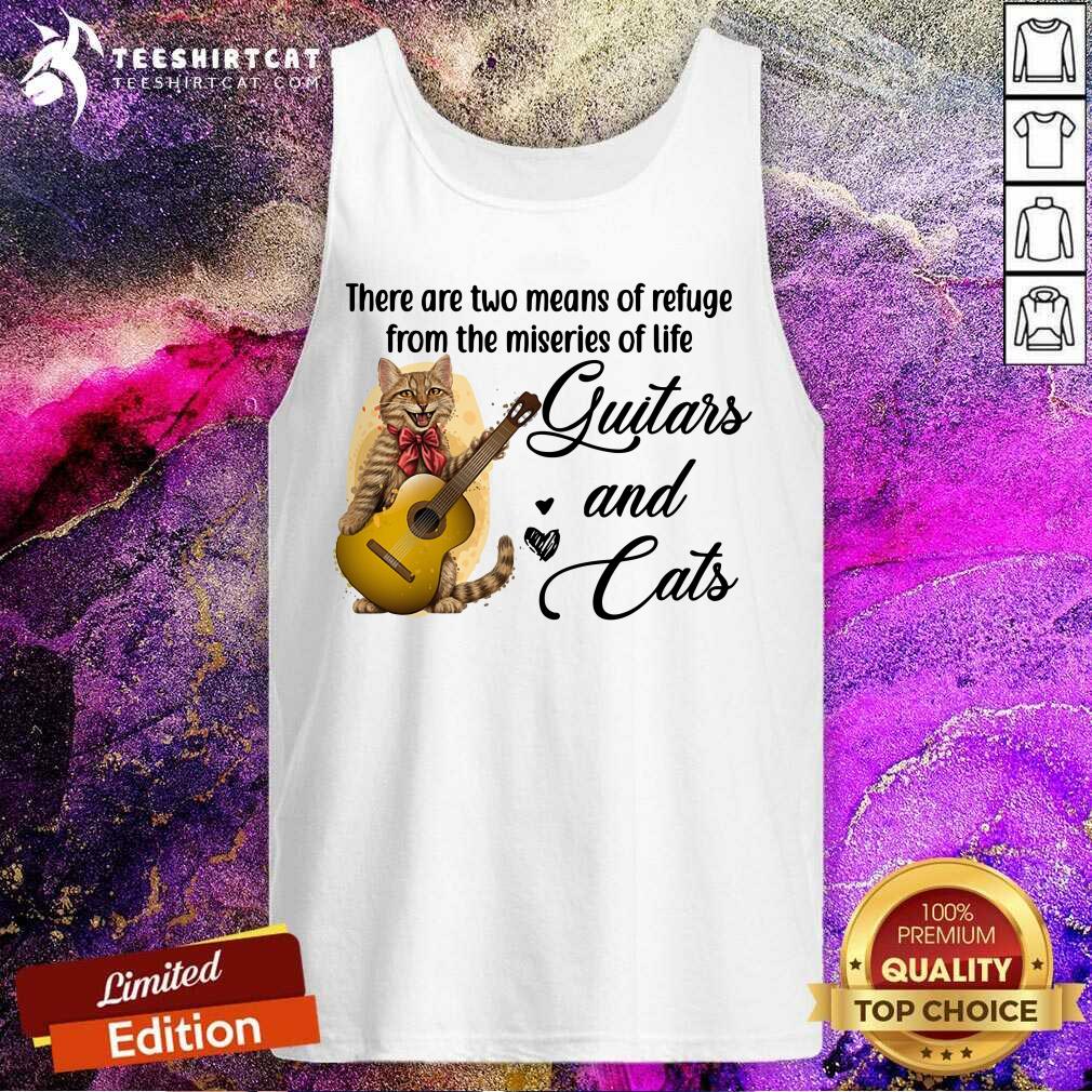 Two Means Of Refuge From The Miseries Guitar And Cat Tank Top Two Means Of Refuge From The Miseries Guitar And Cat Tank Top
