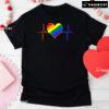LGBT Heartbeat With Rainbow Flag Heart T-Shirt