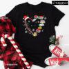 Christmas Heart With Books Santa Hat And Xmas Lights T-Shirt