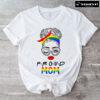 Proud Mom Messy Bun Girl LGBT T-Shirt