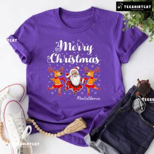 Snowman And Reindeer Merry Christmas #Balletdance T-Shirt