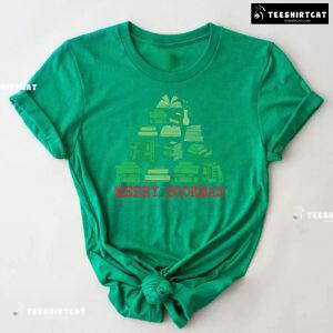 Merry Bookmas Christmas Books Tree T-Shirt