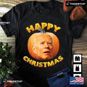 Happy Christmas Anti-Joe Biden Funny Halloween Funny Pumpkin T-Shirt