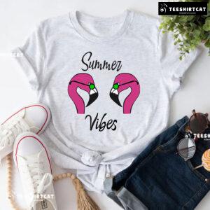 Summer Vibes Flamingo With Glasses T-Shirt
