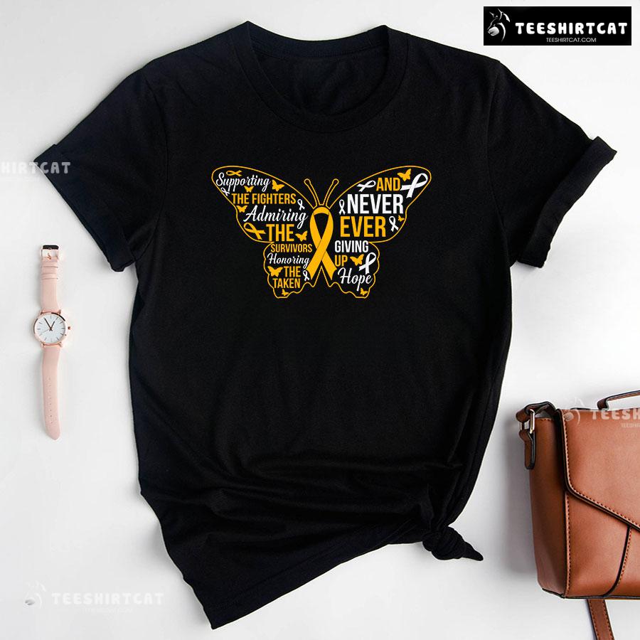 Supporting The Fighters Admiring The Survivors Childhood Cancer T-Shirt