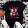In October We Weak Pink Breast Cancer Awareness Horror Characters T-Shirt