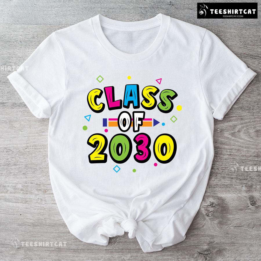 Class Of 2030 Crayon Student Back To School T-Shirt