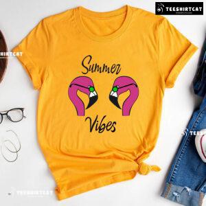 Summer Vibes Flamingo With Glasses T-Shirt