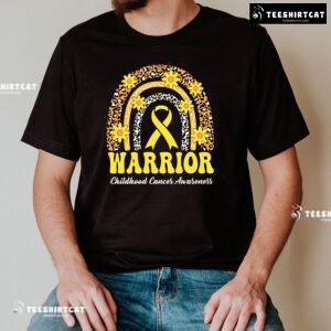 Warrior Childhood Cancer Awareness Rainbow Leopard T-Shirt