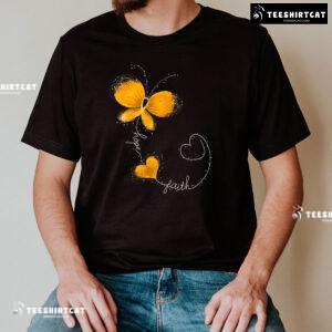 Hope Faith Butterfly Childhood Cancer Awareness T-Shirt